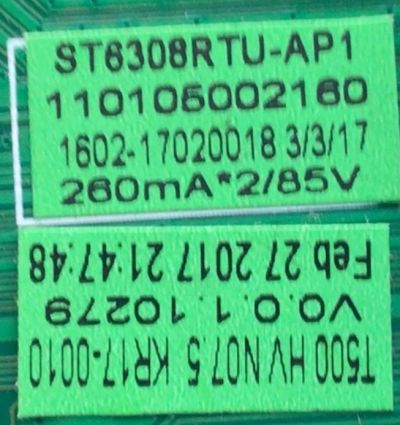 MAIN FUENTE PARA TV ELEMENT / NUMERO DE PARTE 21005630/ ST6308RTU-AP1 / 110105002160 / 433384 / F845AD1A9ED1 / 17030100367 / DISPLAY T500HVN07.5 / MODELO ELSFC5017	 - Imagen 3